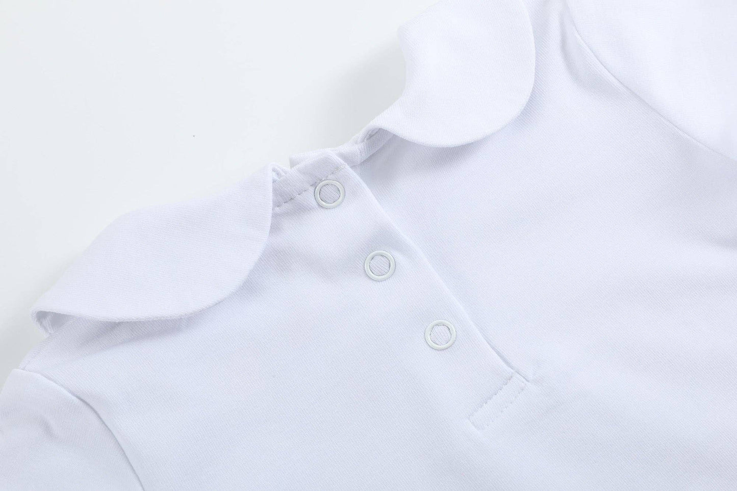 The Perfect Onesie - White Collar Baby Romper Girl or Boy: 12-18M