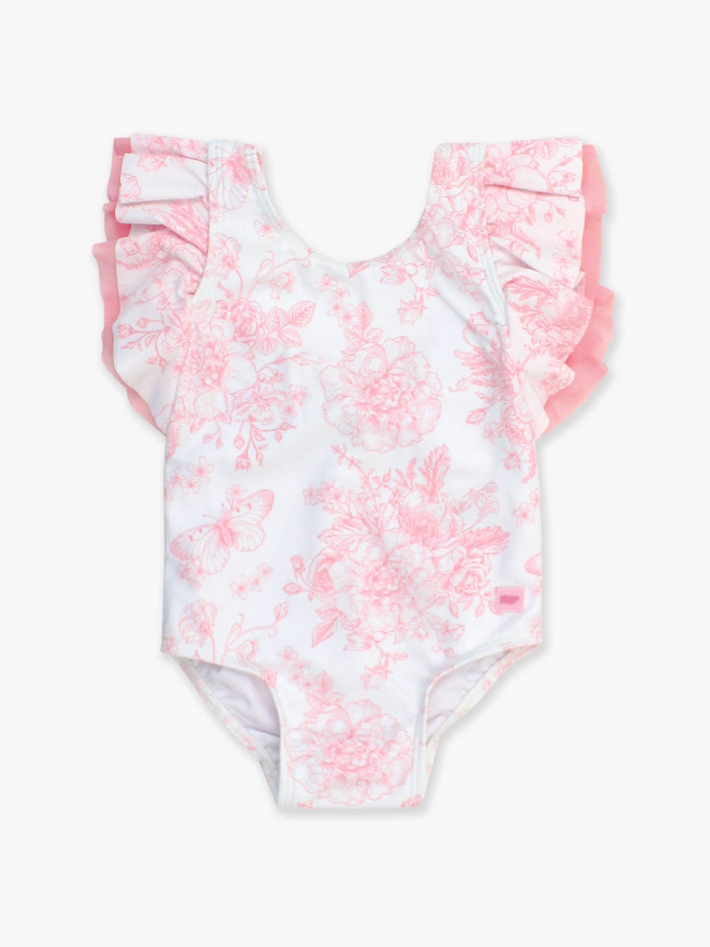 Girls Bubblegum Pink Butterfly Garden Toile Butterfly Sleeve One Piece Swimsuit
: Pink / 3T - Edwina Alexis