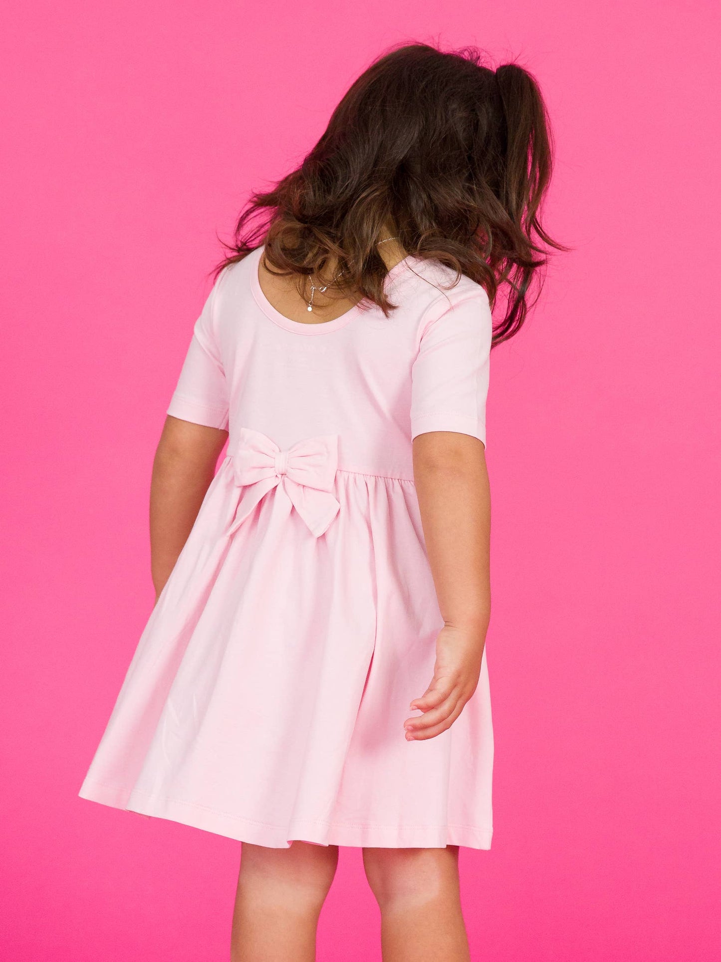 Girls Pink Short Sleeve Knit Twirl Dress: Pink / 12-18m