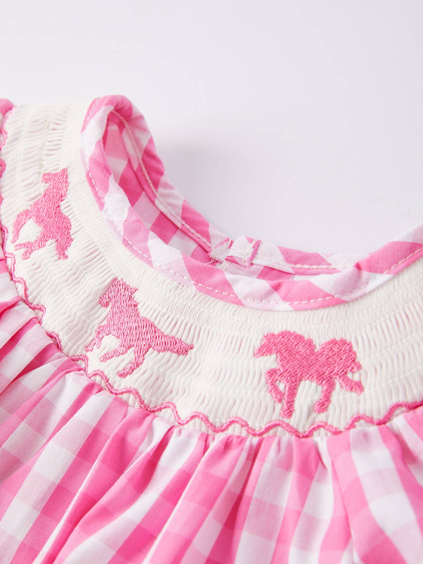 Horse Embroidery Smocking Girls Romper: 3M - Edwina Alexis