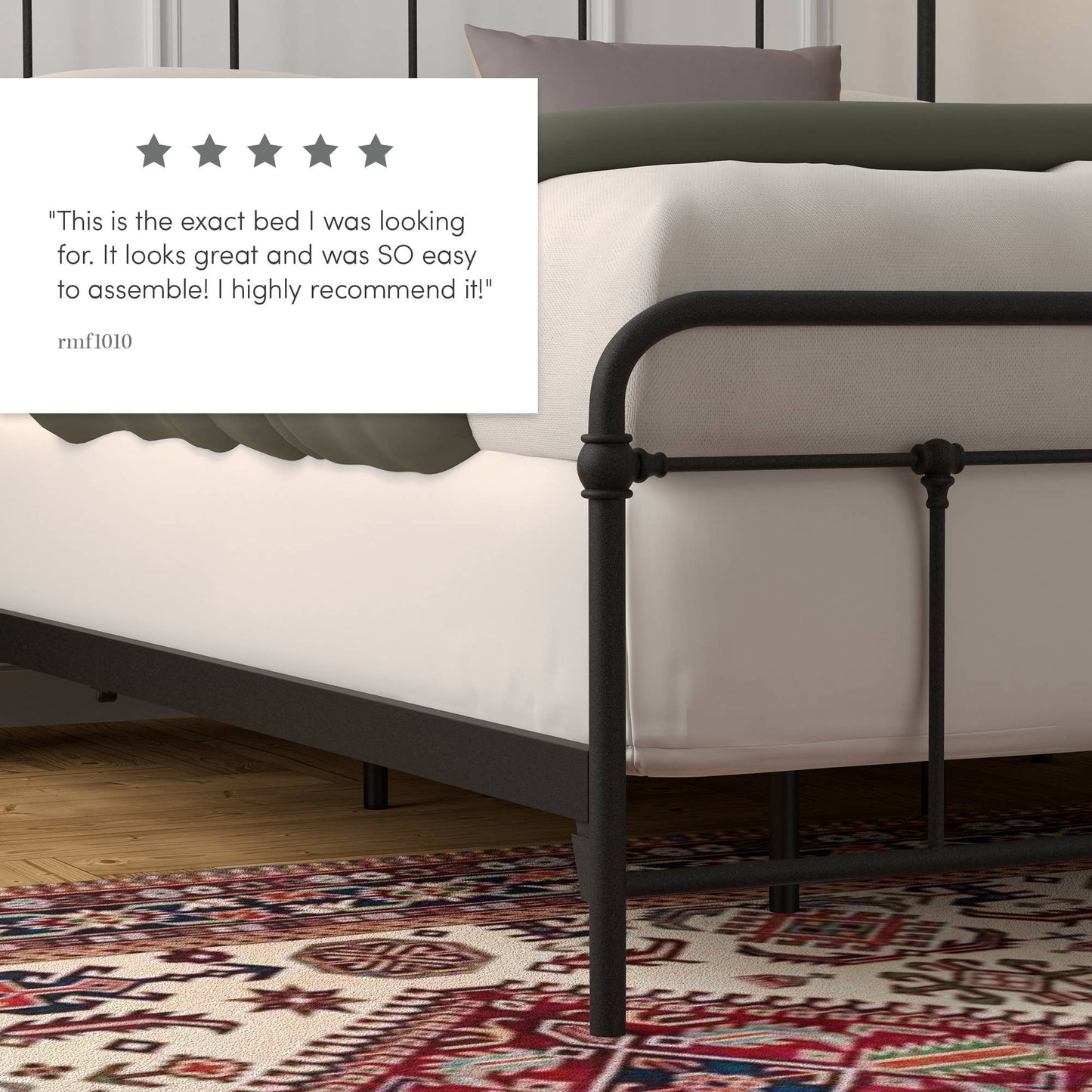 Vintage Style Black Finish Folding Bed Frame: Queen - Edwina Alexis