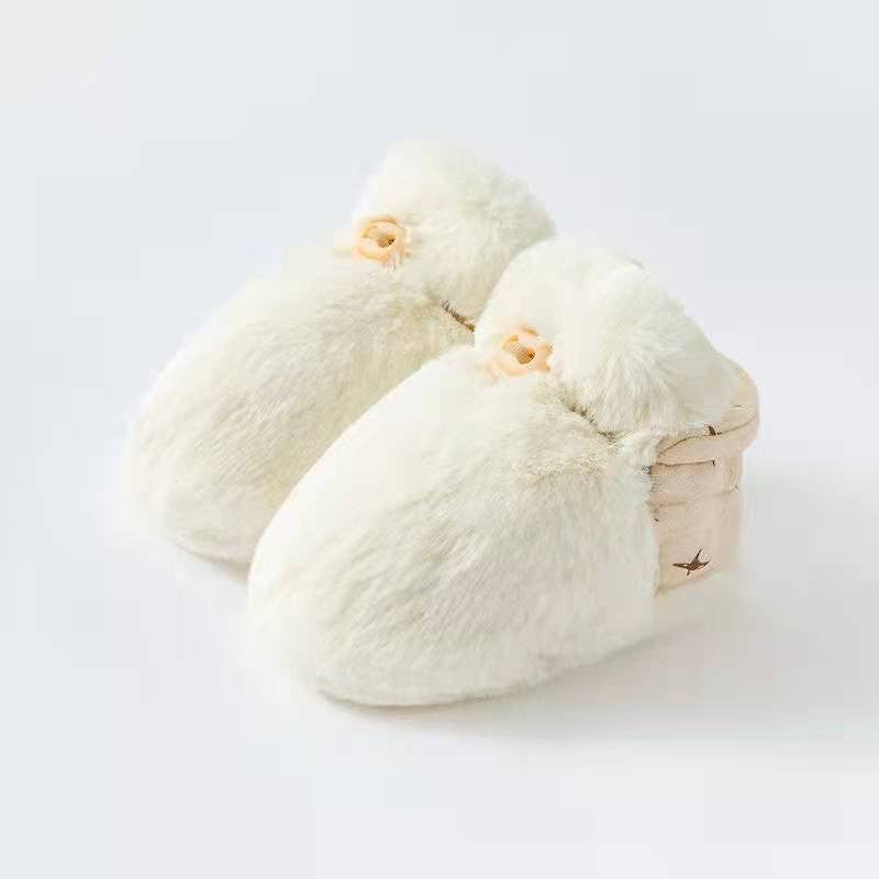 Newborn Baby Solid Color Plush Warm Shoes Outfits In Autumn: White / XS (0-6M) - Edwina Alexis