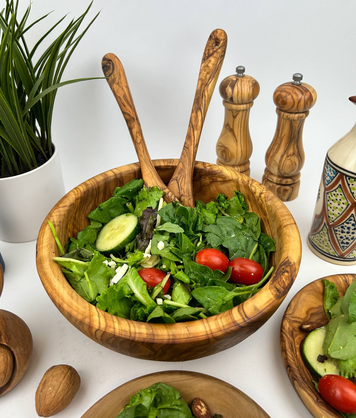Olive Wood Family Salad Bowl: 10" - Edwina Alexis