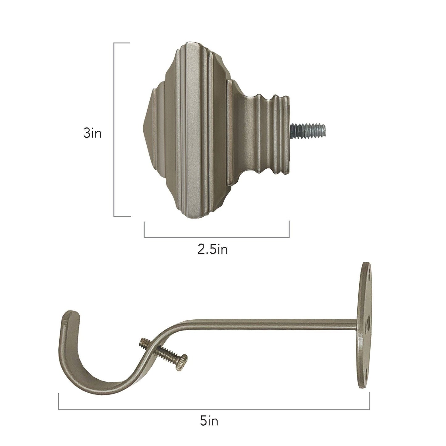 Florence 1" Window Drapery Single Curtain Rod with Stacked Square Finial: Antique Bronze / 48"-86"