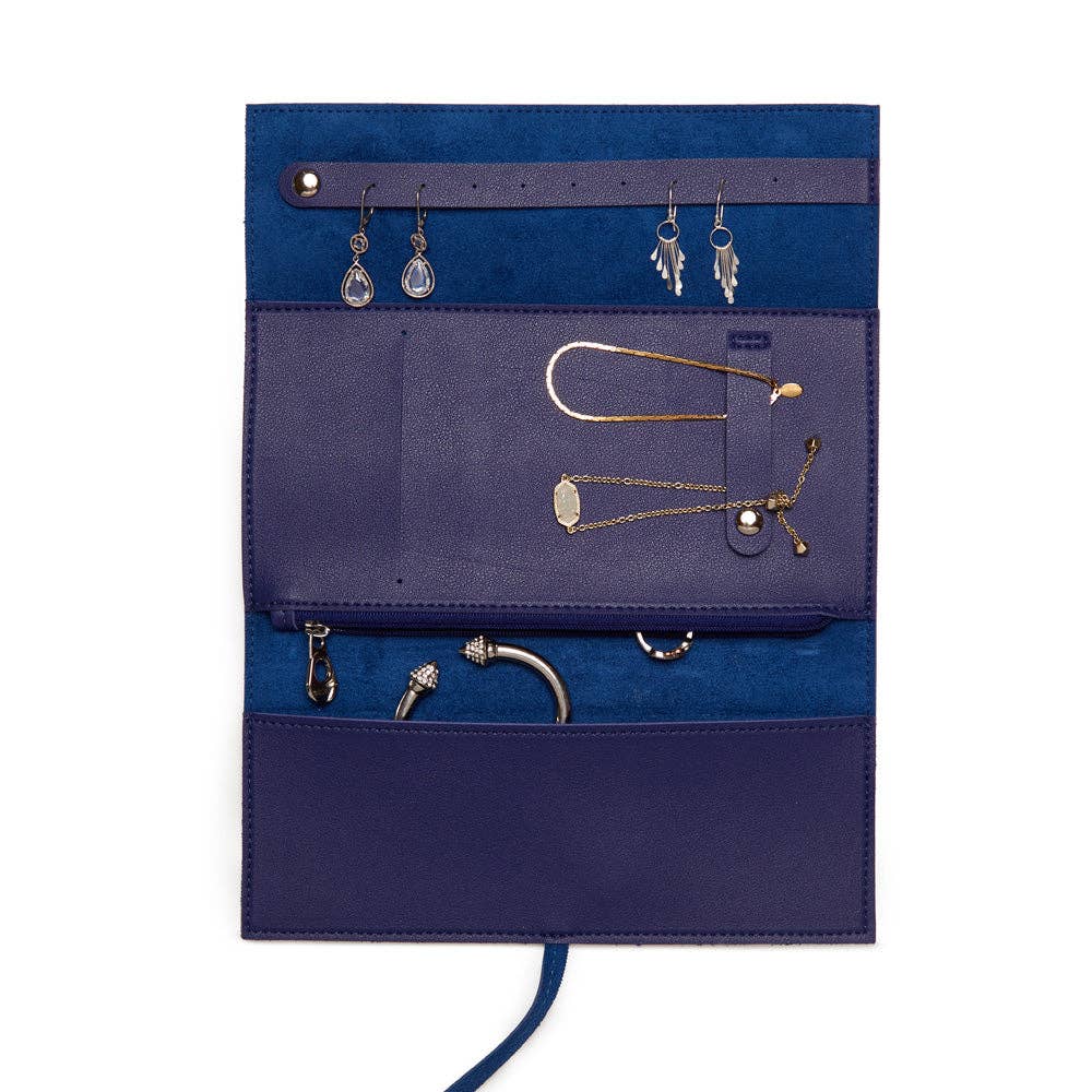 Croft Avenue Luna Travel Jewelry Roll: Navy-3046 - Edwina Alexis