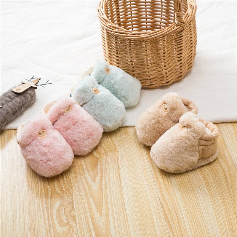 Newborn Baby Solid Color Plush Warm Shoes Outfits In Autumn: White / XS (0-6M) - Edwina Alexis