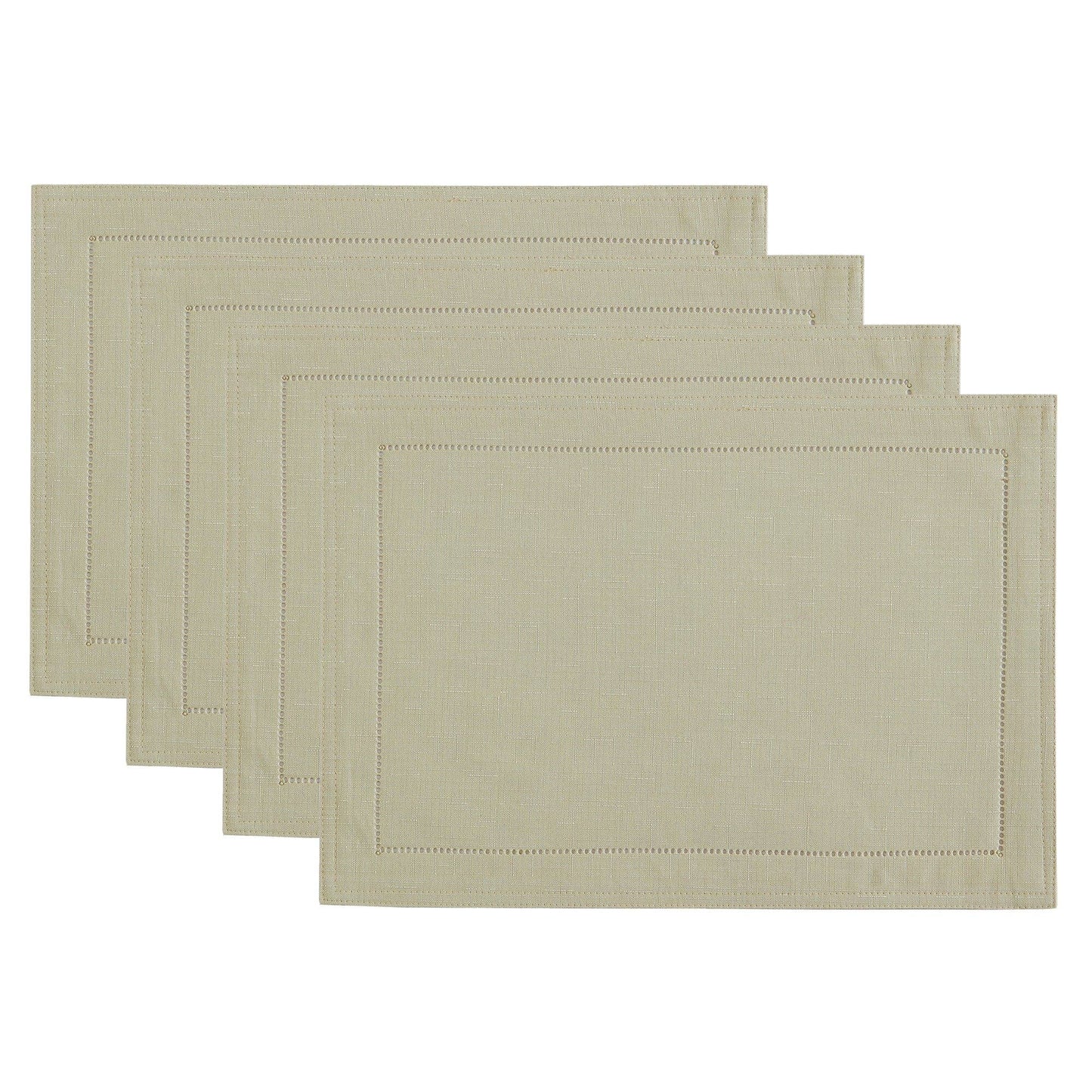 Alison Hemstitch Border Fabric Placemat, Set of 4 - 13"x19": Fog