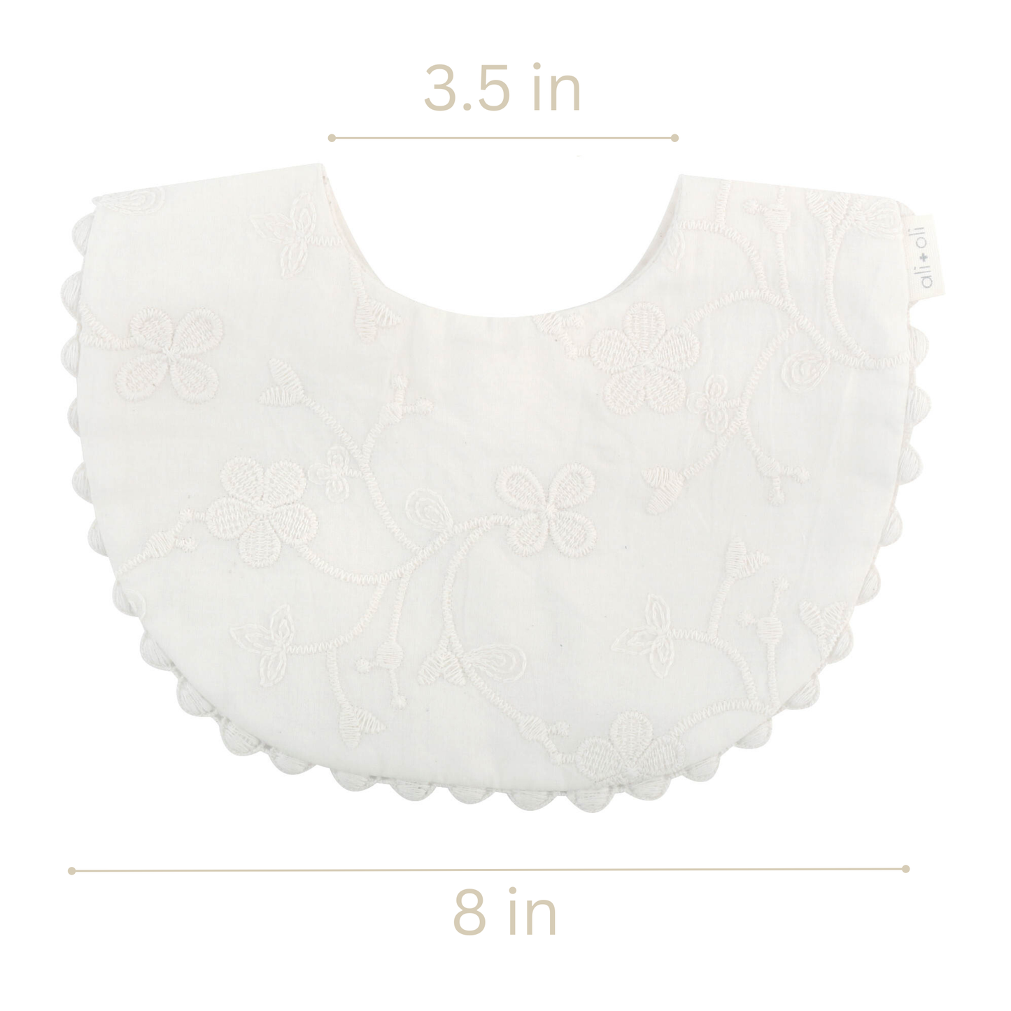 Cotton Baby Bib Double-Sided (Embroidered Flowers & Bow) - Edwina Alexis
