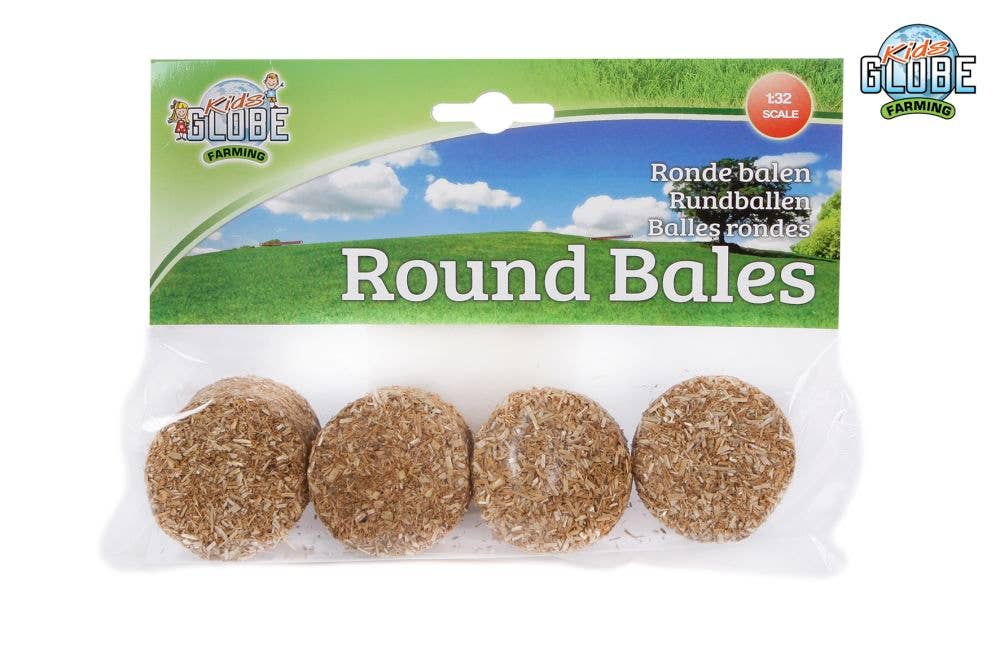 Kids Globe 1:32 Scale 4 Piece Round Straw Bales Toy Set