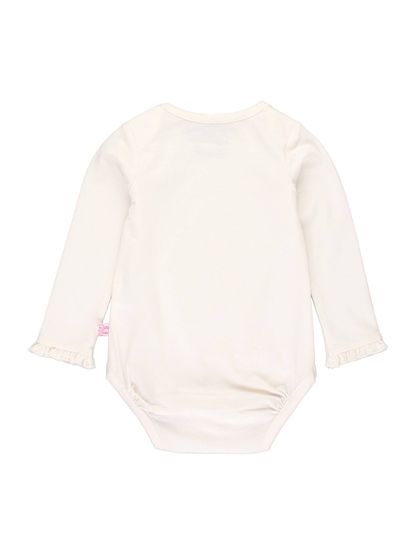 Girls Ivory Knit Long Sleeve Ruffle Bodysuit: Off-White / 12-18m