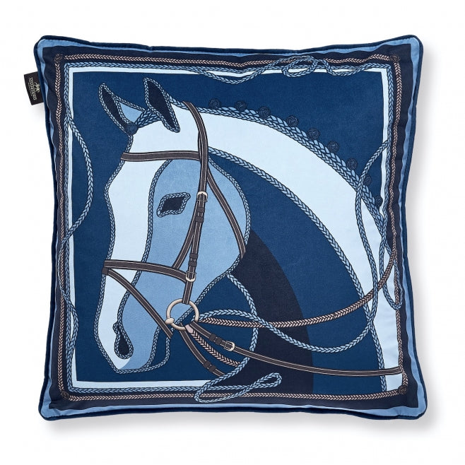 Blue Equestrian Horse Pillow - Edwina Alexis