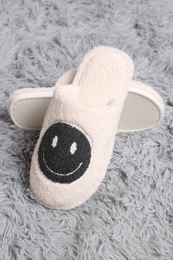 Comfy Happy Face Fuzzy Slipper - Edwina Alexis