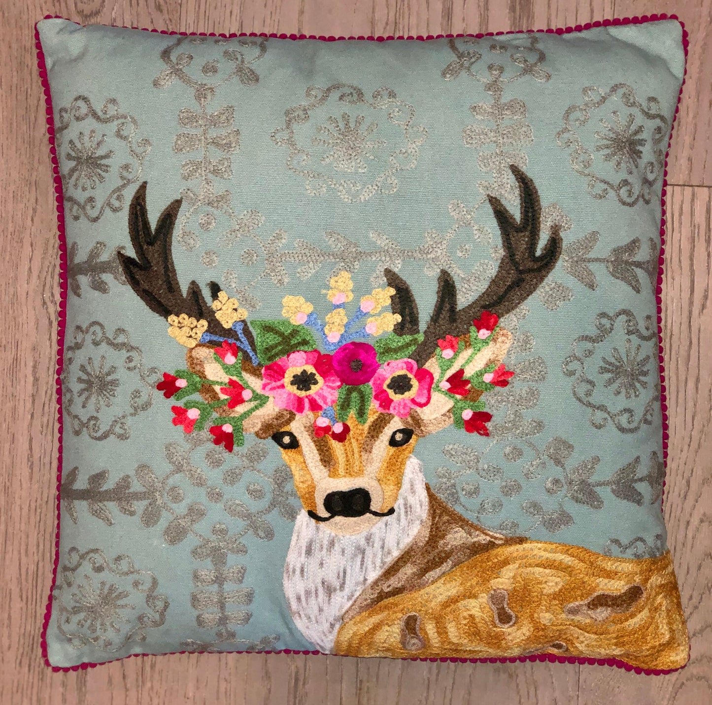 Antler Flower With Wallpaper Pillow 18X18 - Edwina Alexis