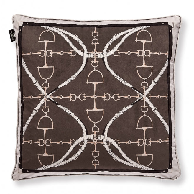 Brown Equestrian Velvet Pillow - Edwina Alexis