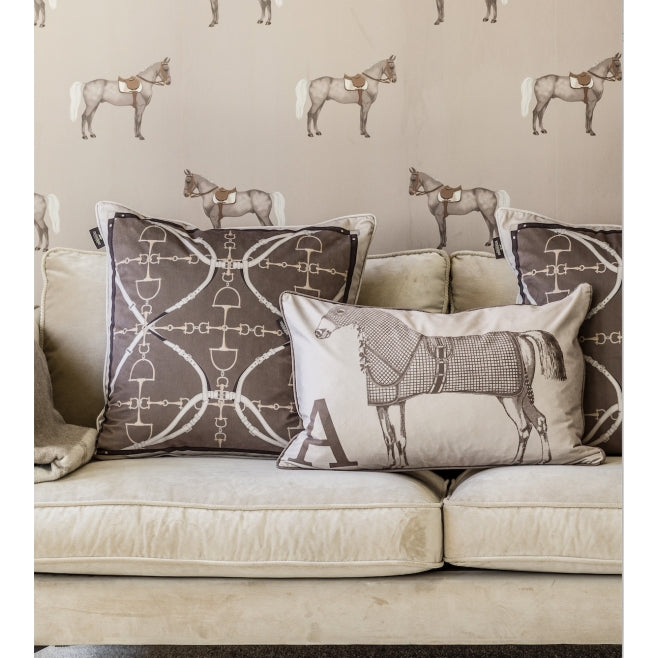 Brown Equestrian Velvet Pillow - Edwina Alexis