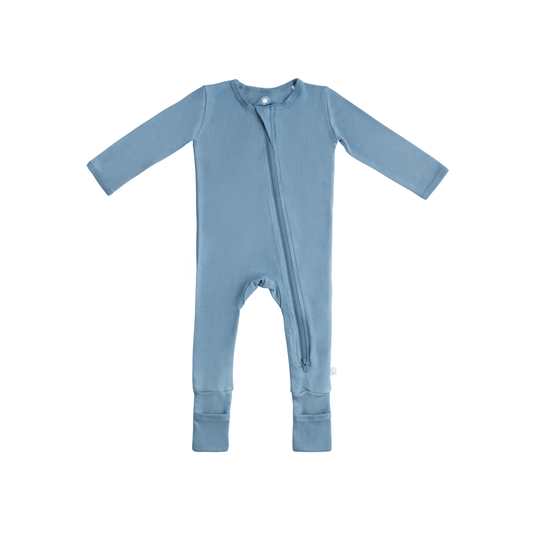 Baby Bamboo Pajamas w/ DreamCuffs® - Ocean Blue: 9 - 12 Months - Edwina Alexis