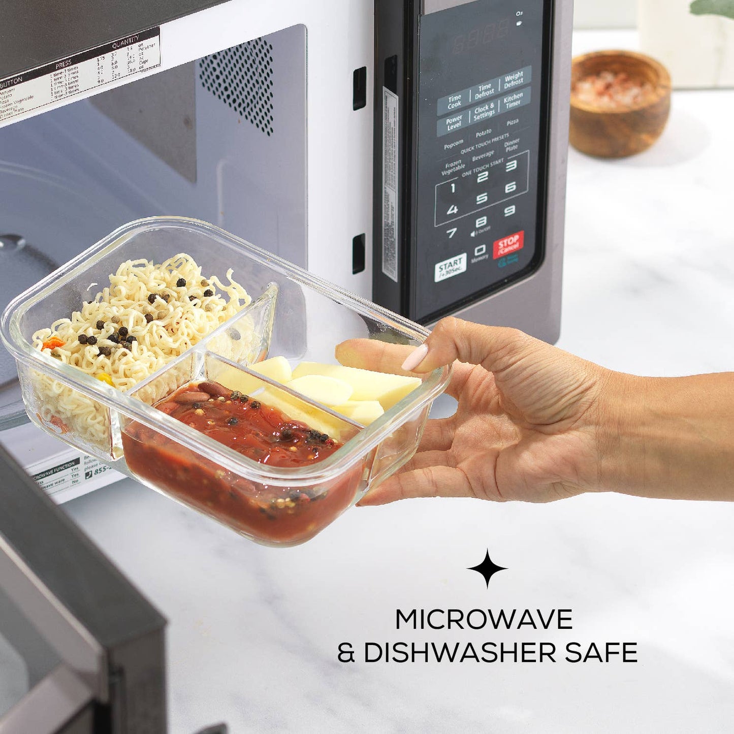 JoyJolt 3-Sectional Food Prep Storage Containers - Set of 5: Black