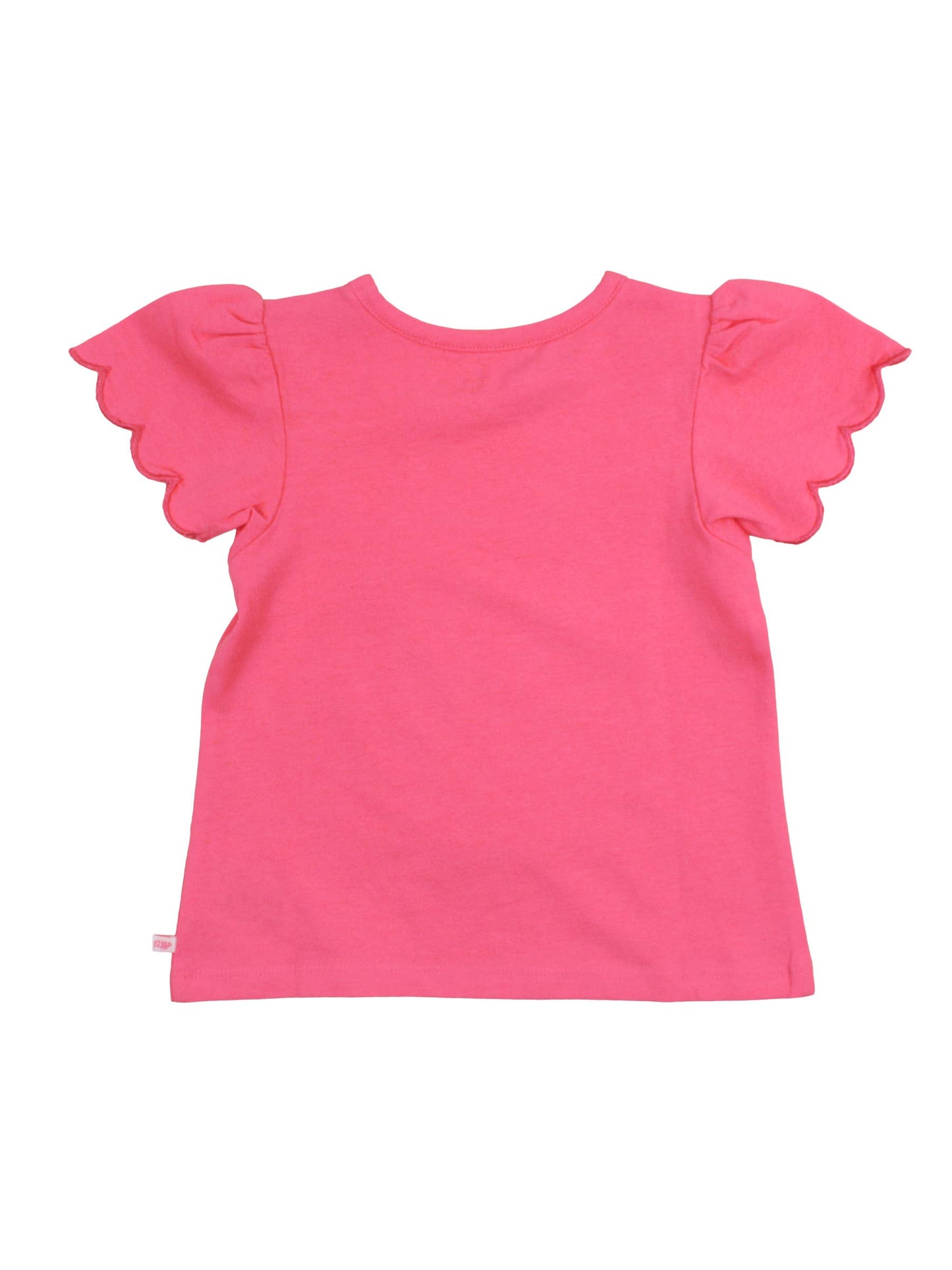 Girls Hot Pink Knit Short Sleeve Scallop Tee: Pink / 18-24m