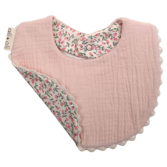 Muslin Cotton Baby Bib Double Sided (Pink/Flowers) - Edwina Alexis