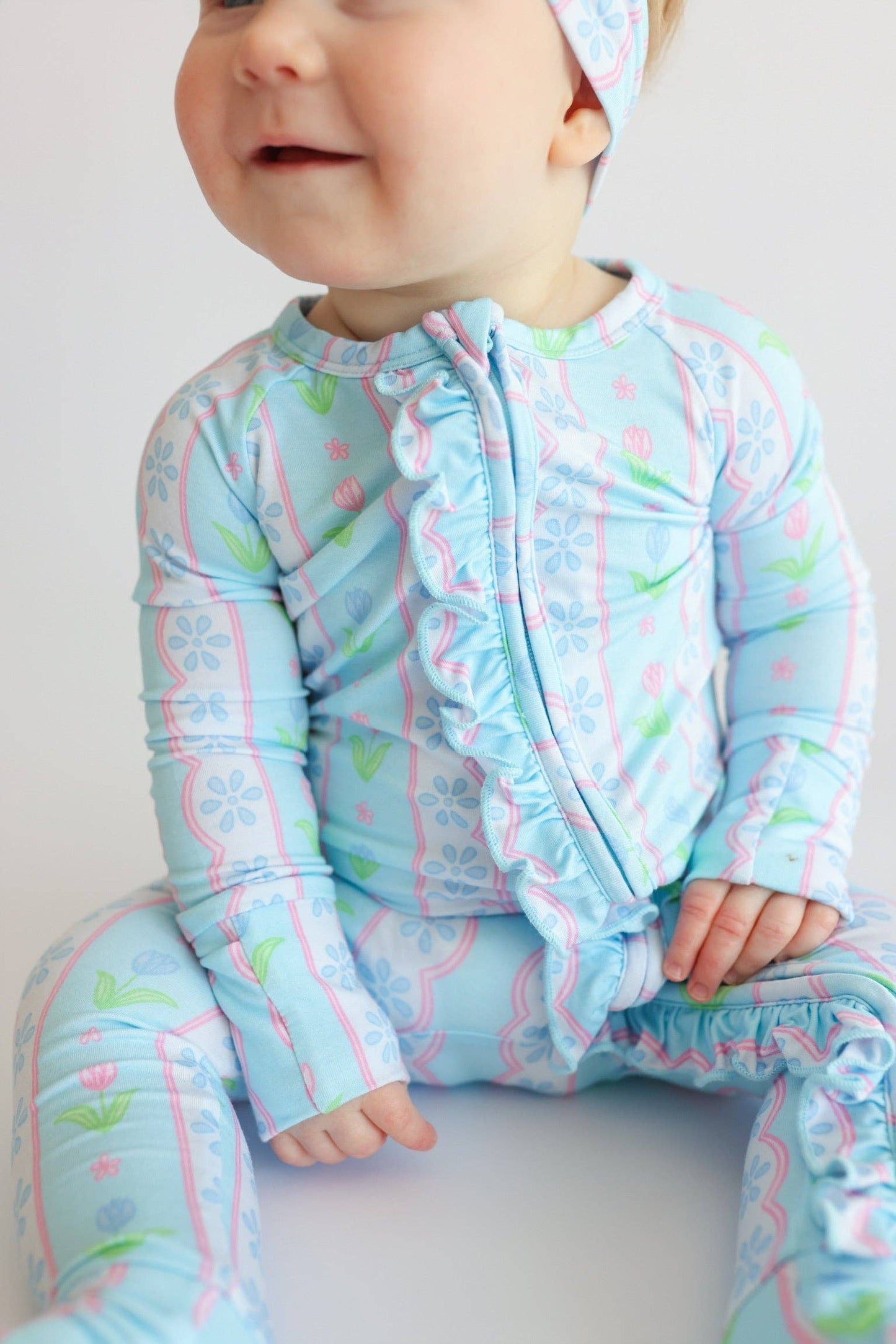 WHIMSY TULIP DREAM RUFFLE ROMPER: 0-3M