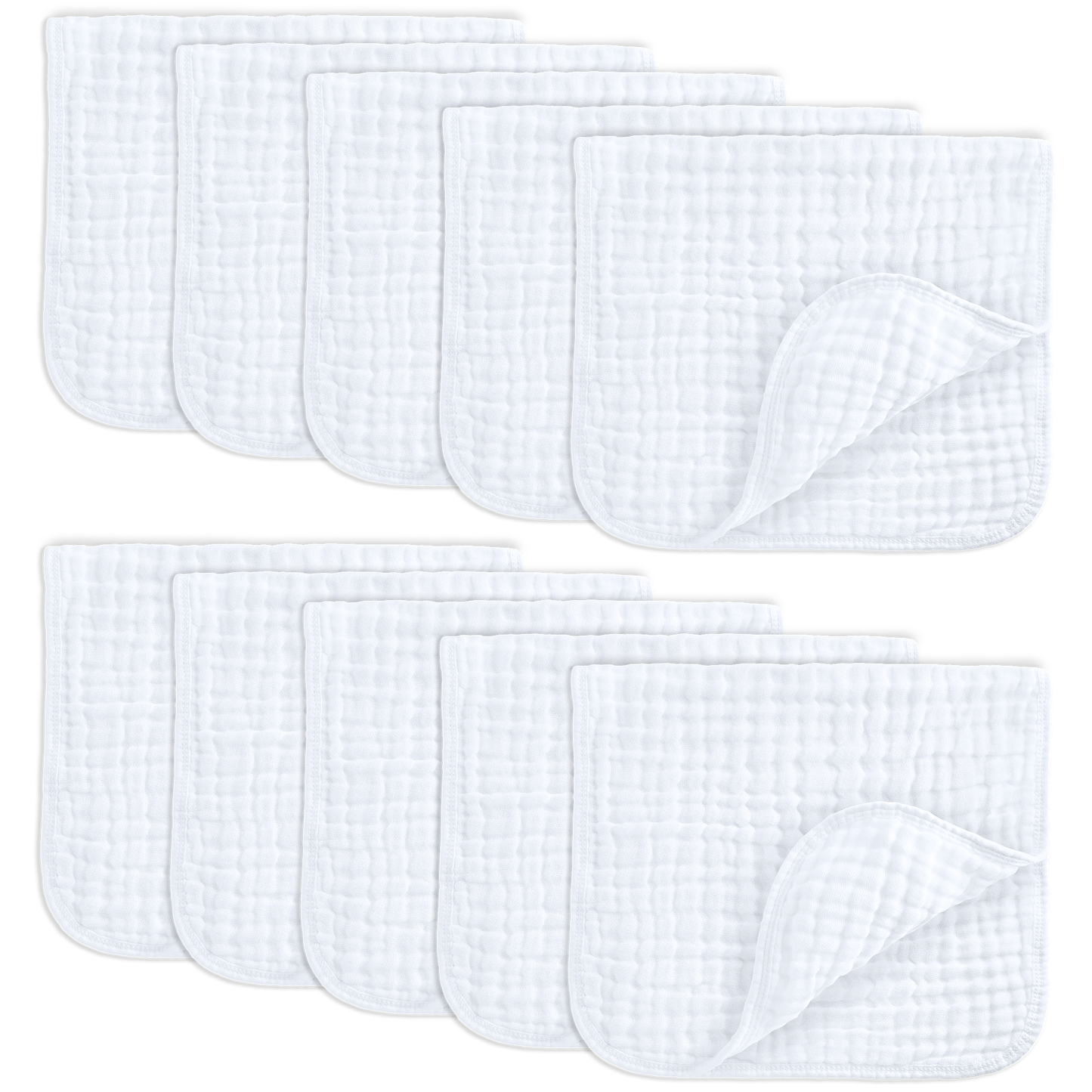 Muslin Burp Cloths by Comfy Cubs: White / 6-Pack 20”X10”