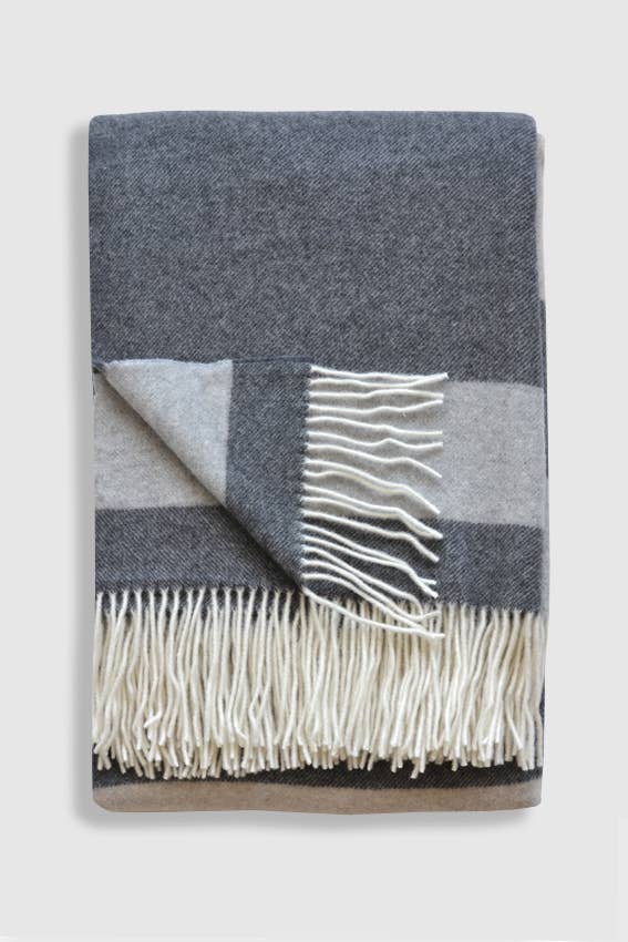 Foxhurst Throw Grey, White, Natural Stripes - Edwina Alexis