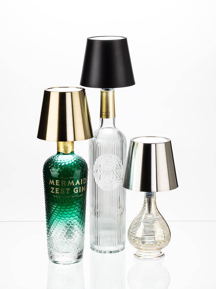 Classic Shade LED Bottle Stopper Light-5"H: Black