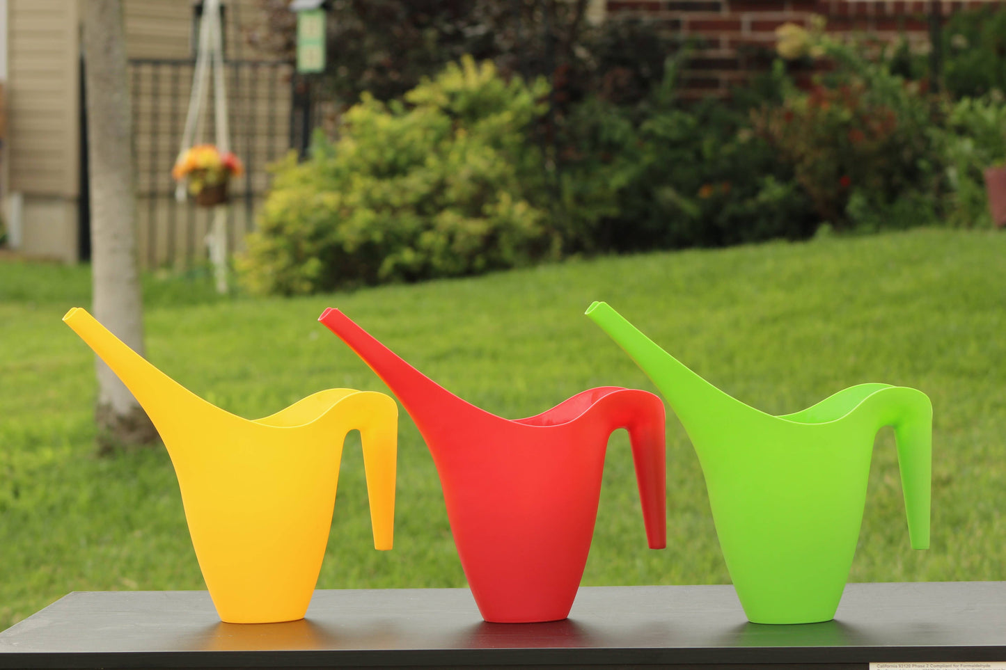 Ashman Set of 3 Watering Can, Indoor and Outdoor Use, Red, Green, Yellow, 2 Liter Capacity