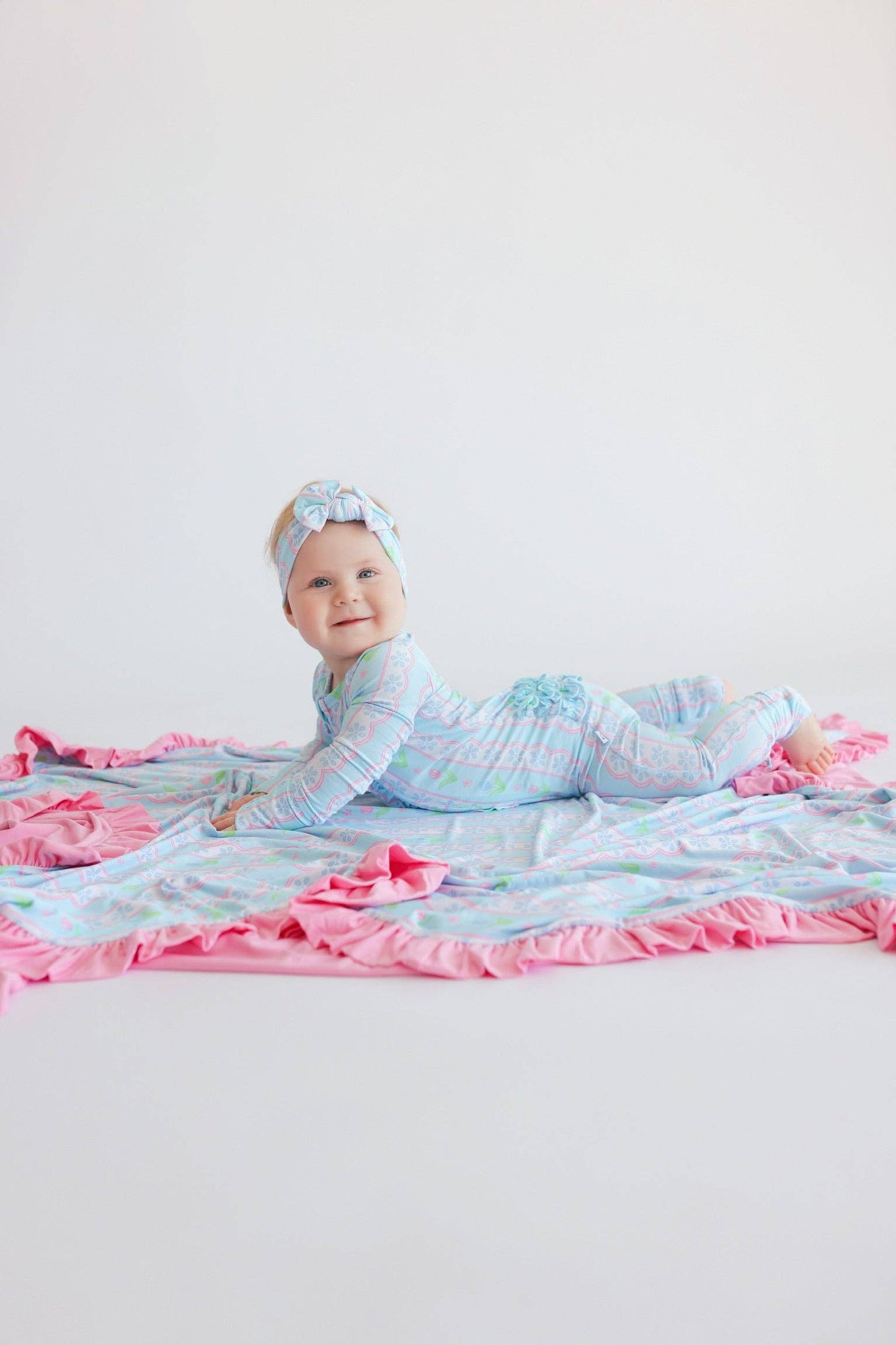 WHIMSY TULIP DREAM RUFFLE ROMPER: 3-6M