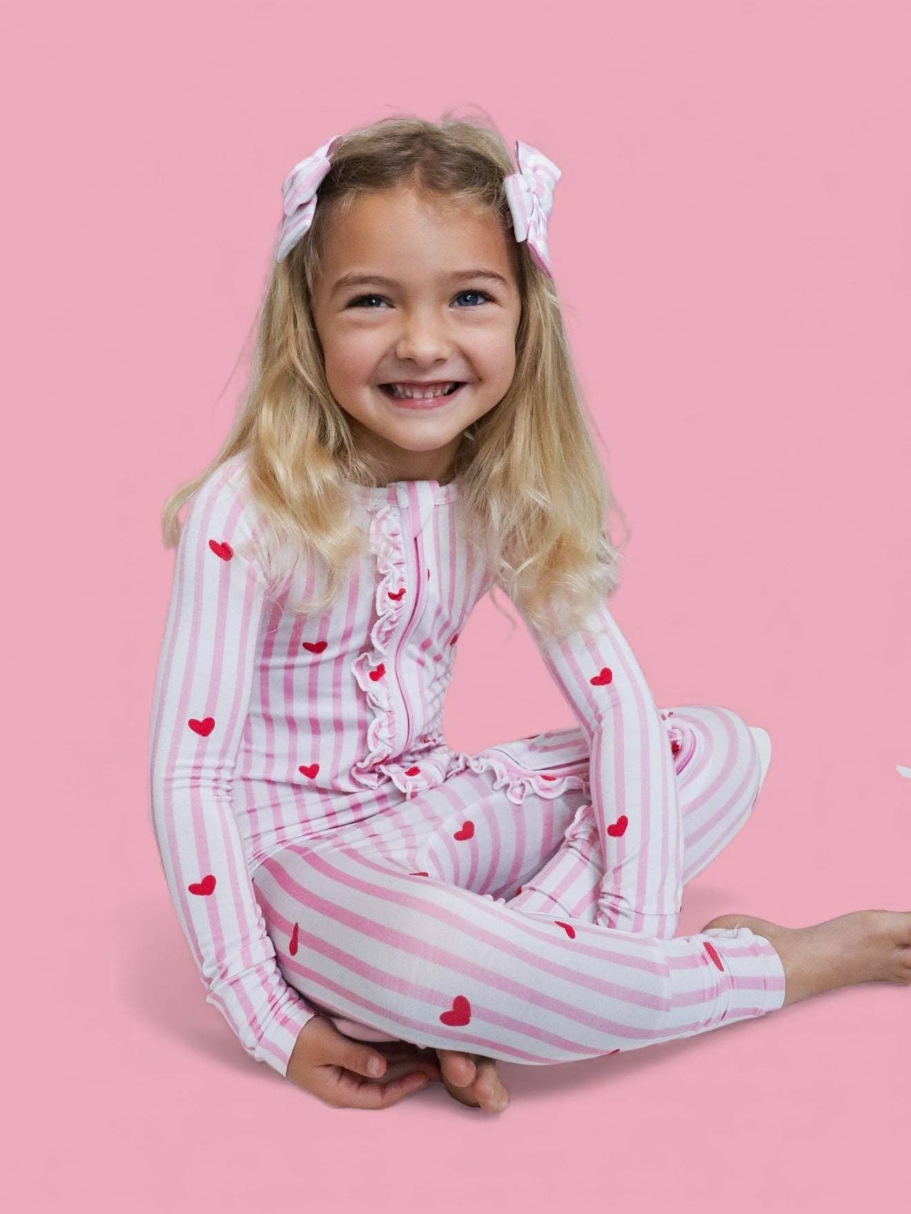 SWEETHEART STRIPES DREAM RUFFLE ROMPER: 2T