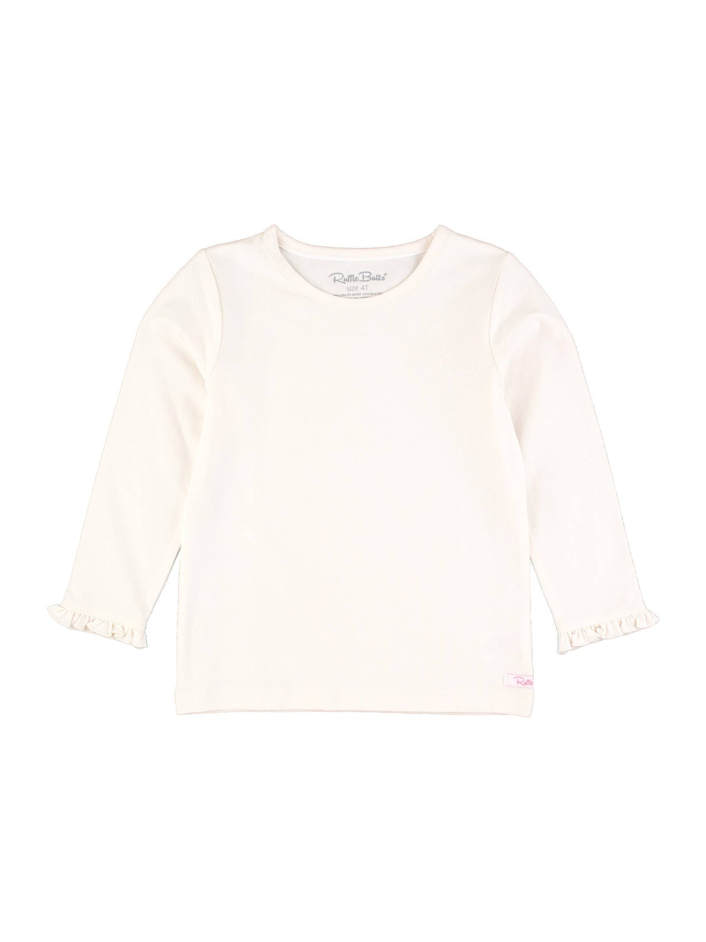 Girls Ivory Knit Long Sleeve Ruffle Sleeve Top: Off-White / 2T