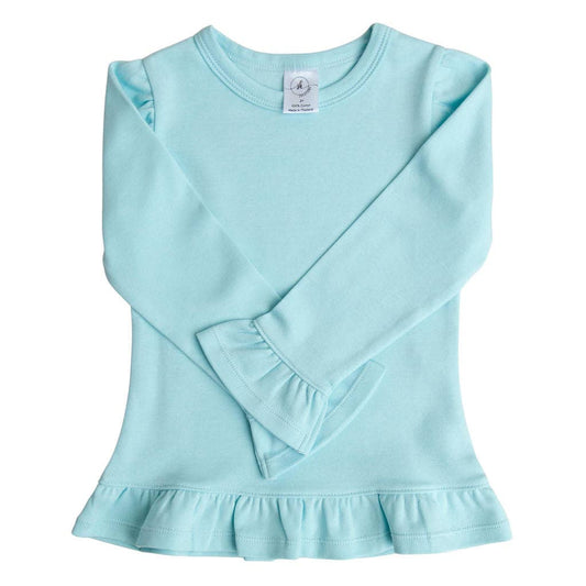 Long Sleeve Ruffle Shirt: Mint / 18m