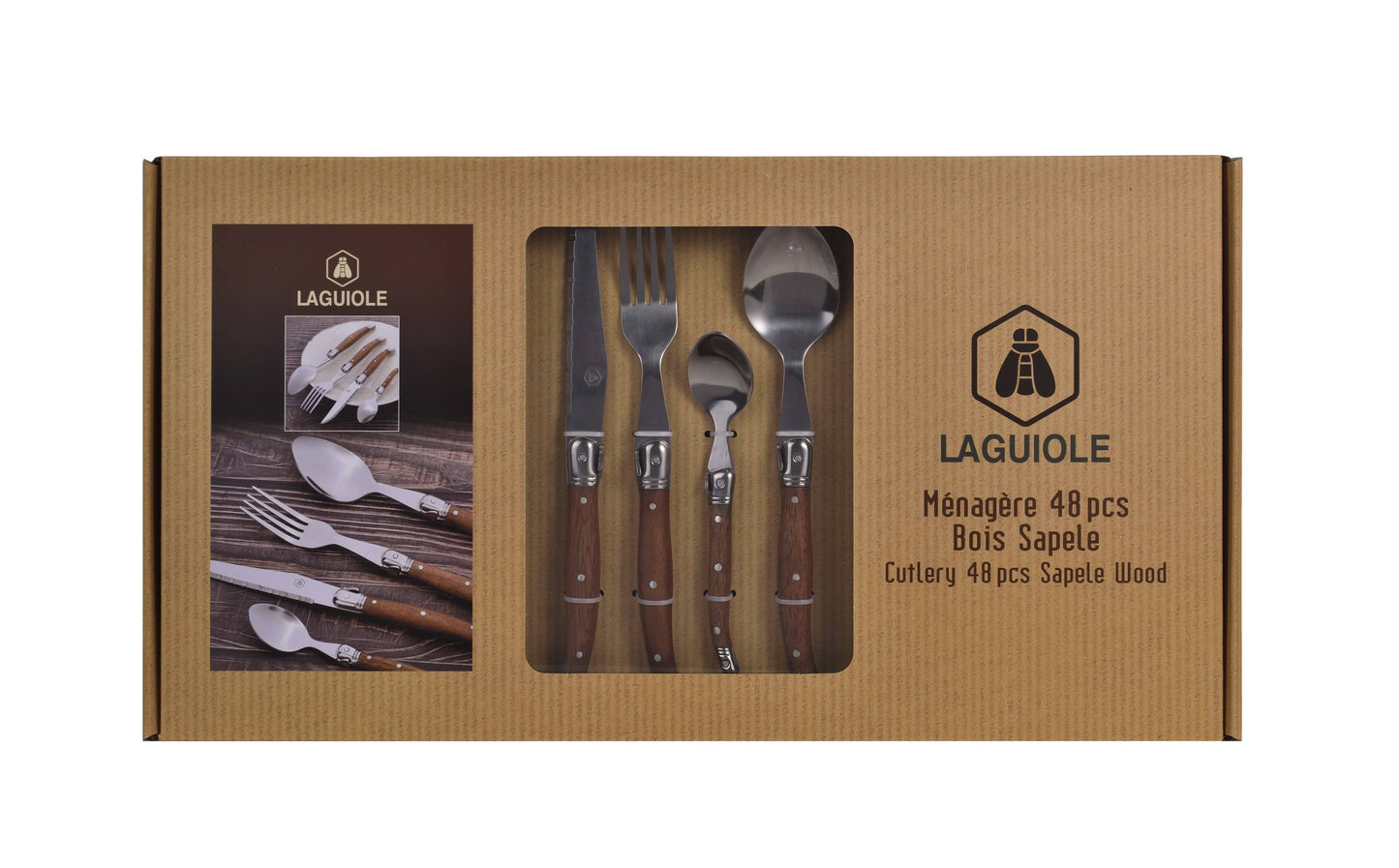 Laguiole 48-piece cutlery set sapele