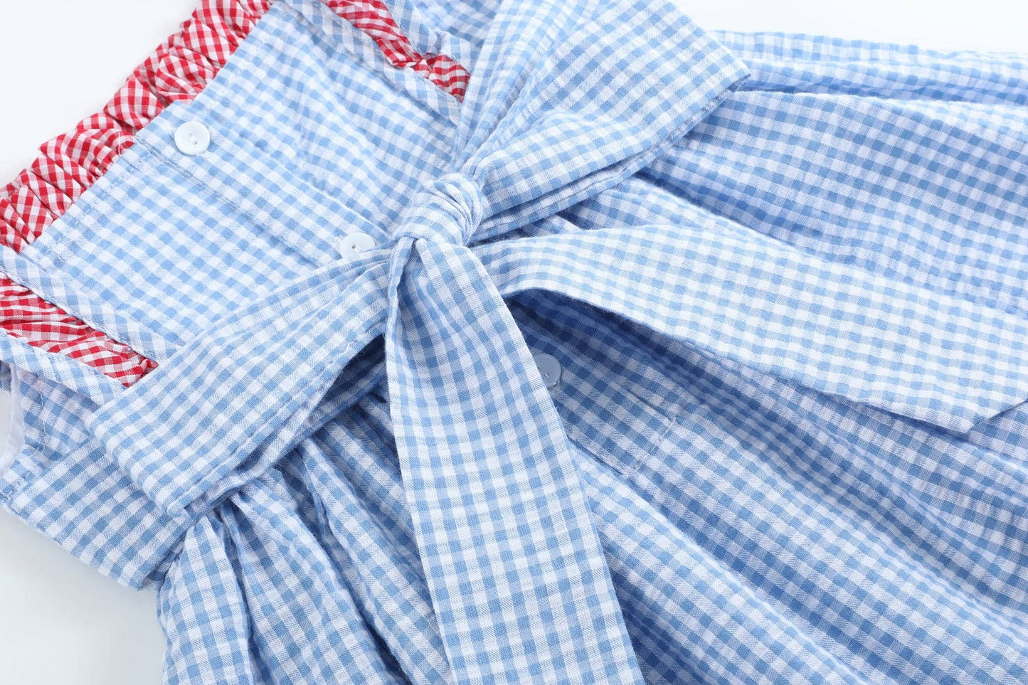 Blue Gingham American Flag Ruffle Dress: 5Y