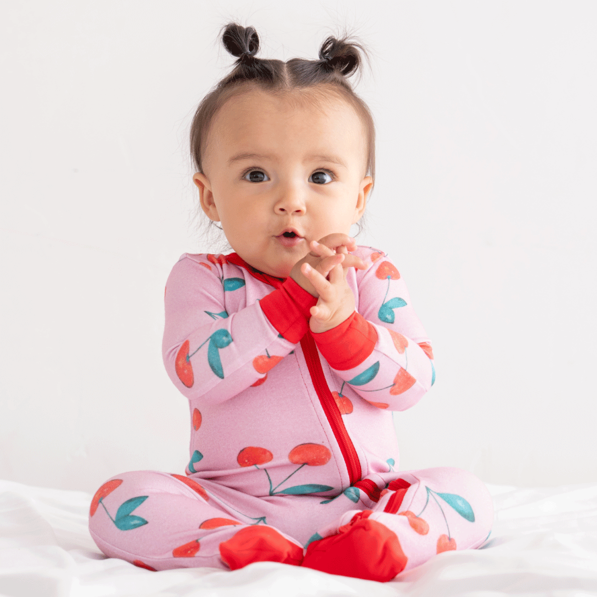 Baby Bamboo Pajamas w/ DreamCuffs® - Cherry: 12 - 18 Months