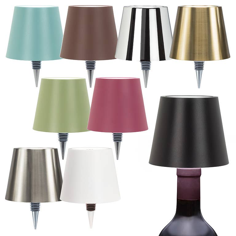 Classic Shade LED Bottle Stopper Light-5"H: White