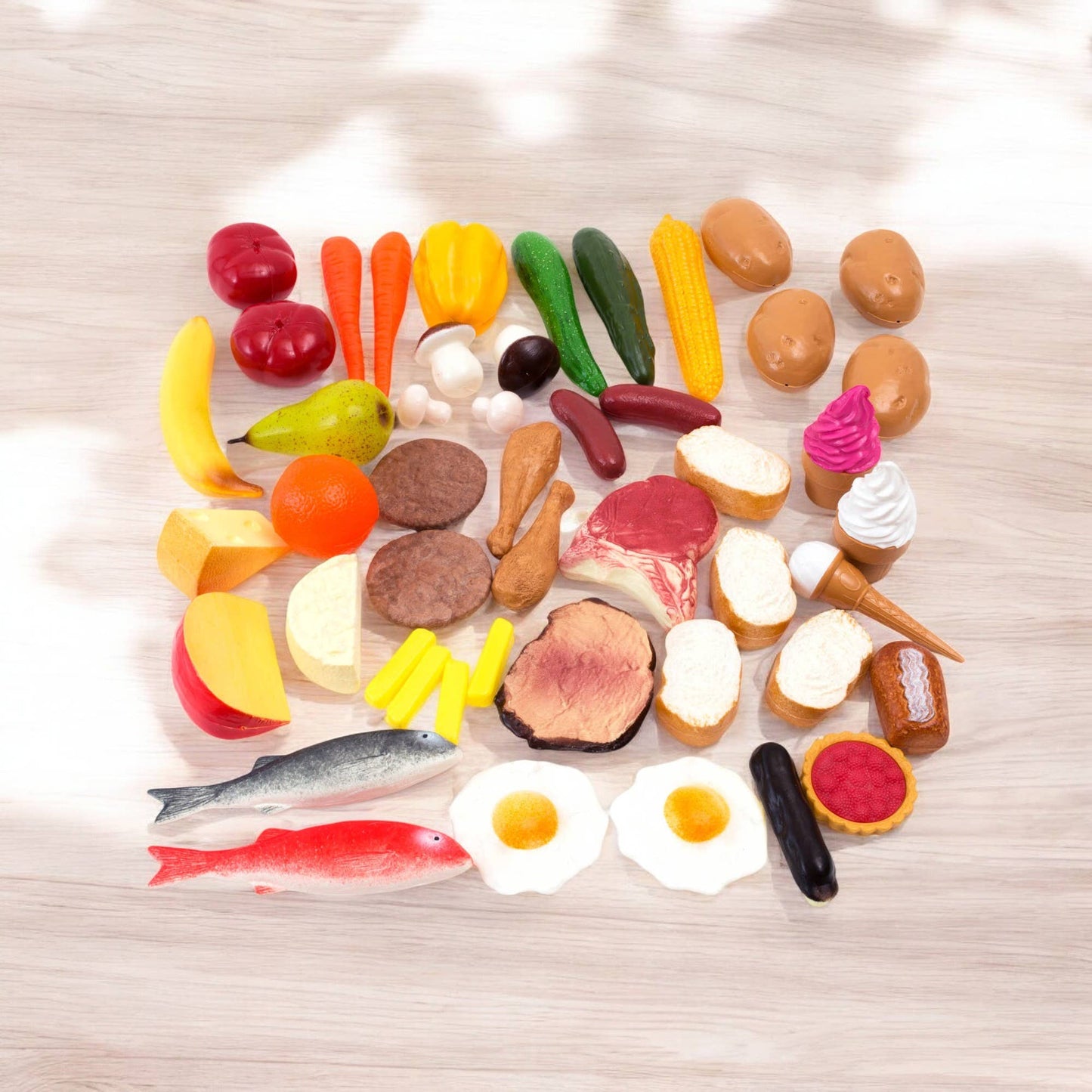 LAP Bag of 48 assorted Realistic Food Playset, Toddlers/Kids