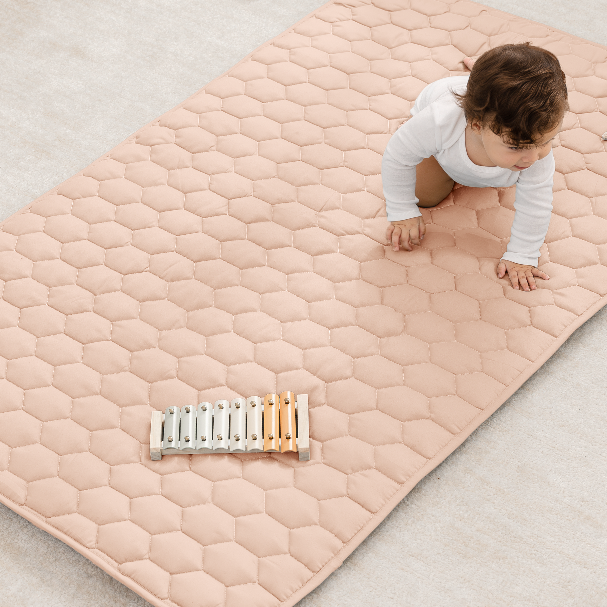 Premium Play Mat with Non-Slip Bottom by Comfy Cubs: Pacific Blue / Square 56" X 56" - Edwina Alexis