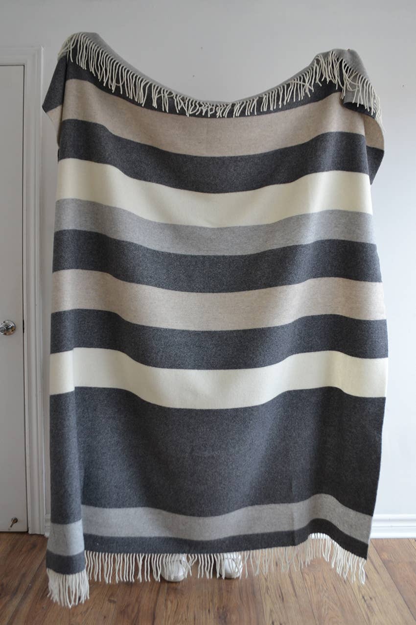 Foxhurst Throw Grey, White, Natural Stripes - Edwina Alexis