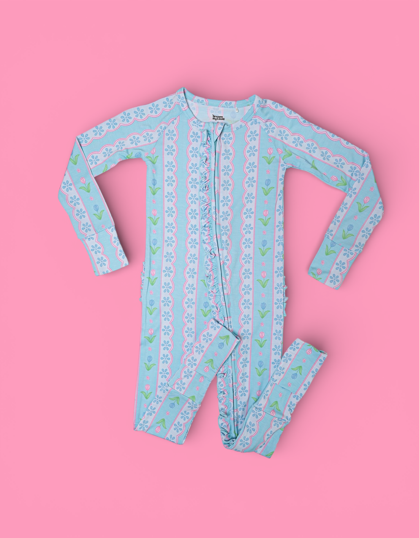 WHIMSY TULIP DREAM RUFFLE ROMPER: 6-12M