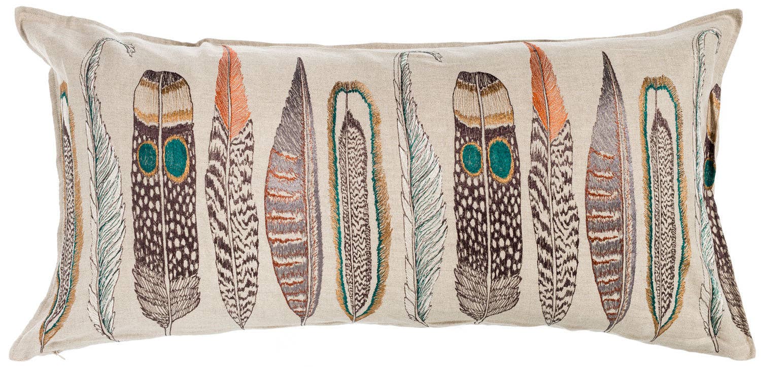 Large Feathers Lumbar: Pillow Cover with Insert - Edwina Alexis