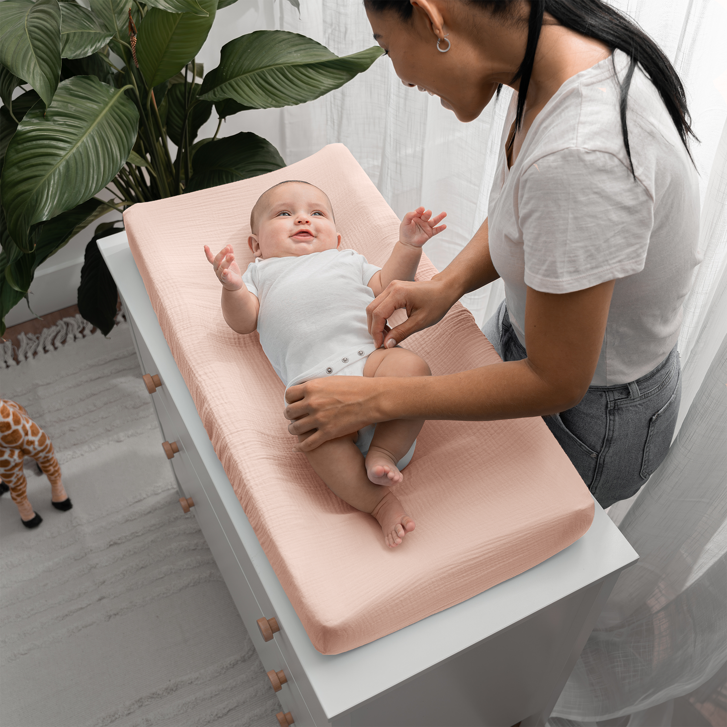 Muslin Fitted Changing Pad Cover, Extra Soft  by Comfy Cubs: White