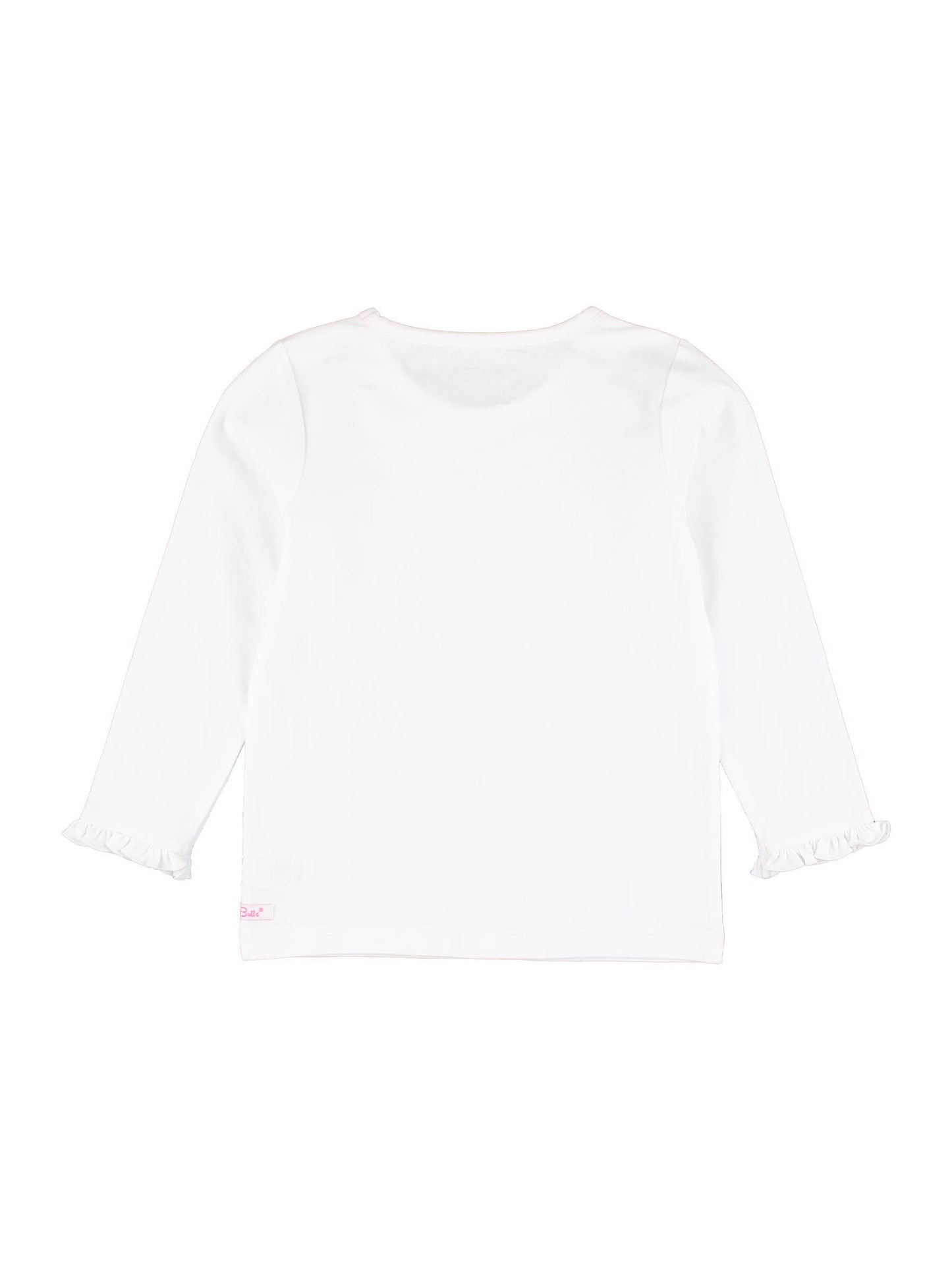 Girls White Knit Long Sleeve Ruffle Sleeve Top: White / 18-24m