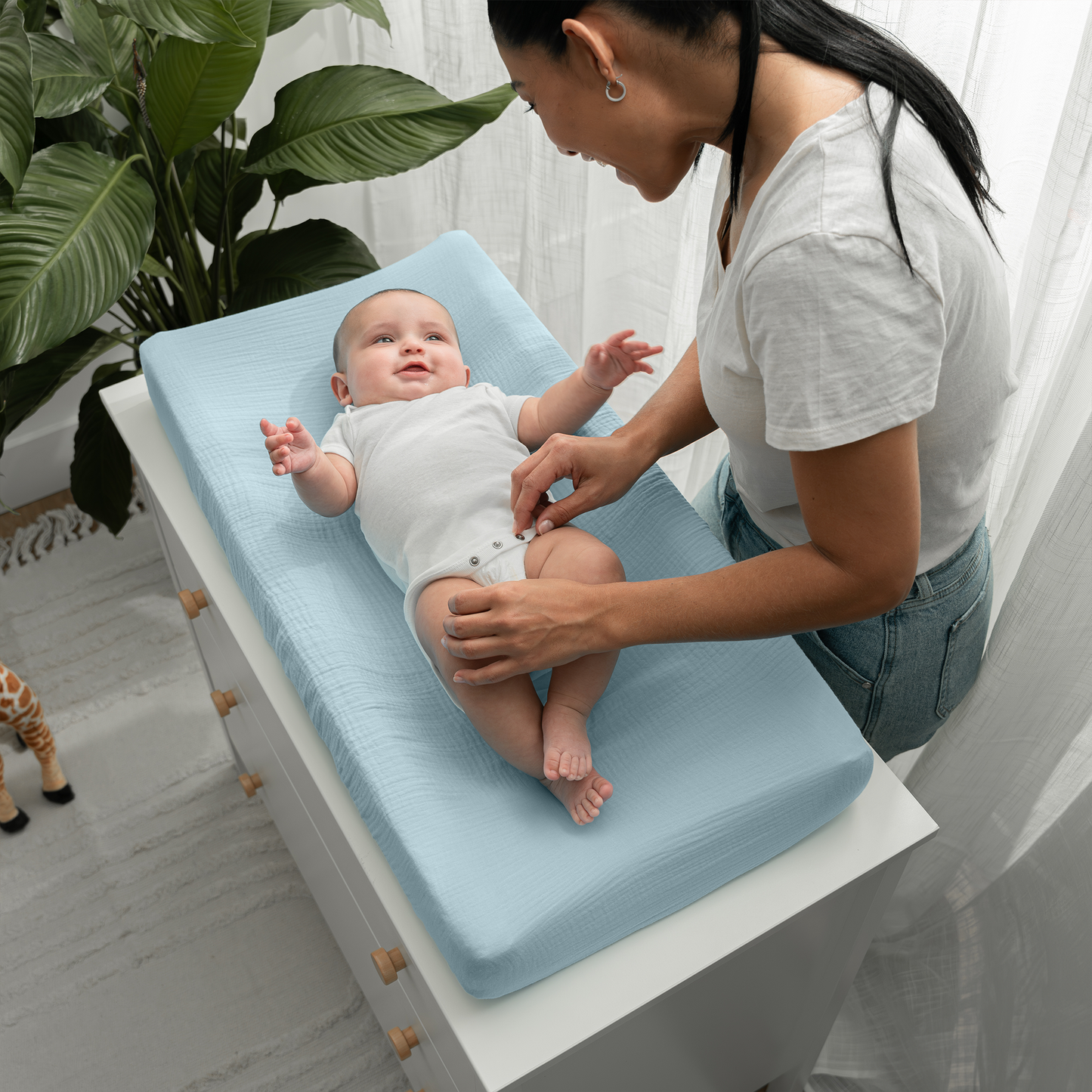 Muslin Fitted Changing Pad Cover, Extra Soft  by Comfy Cubs: White