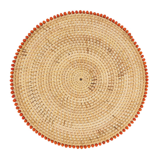 Beaded Border Placemat: Orange / 15" - Edwina Alexis