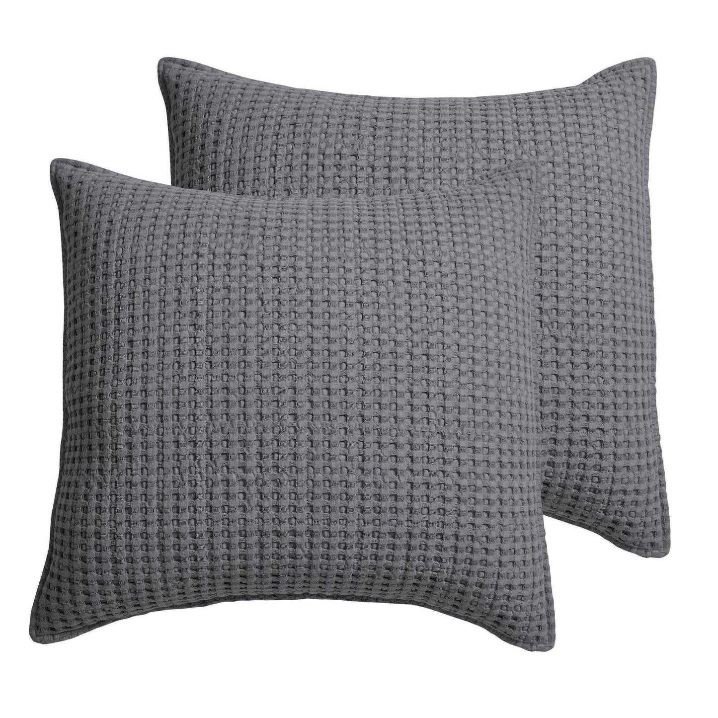 Mills Waffle Euro Sham Set of 2: Grey
