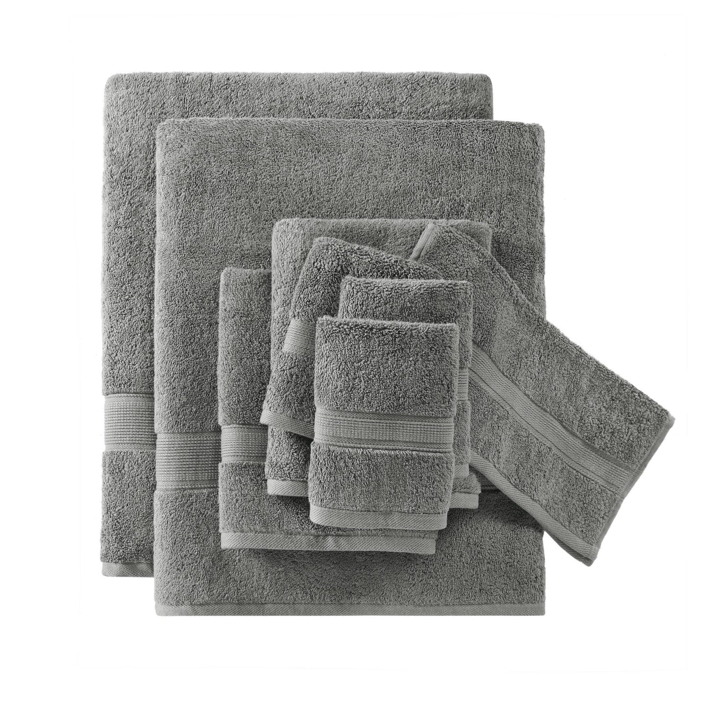 Antibacterial Spa-Like 8-Piece Bathroom Towel Set, Grey