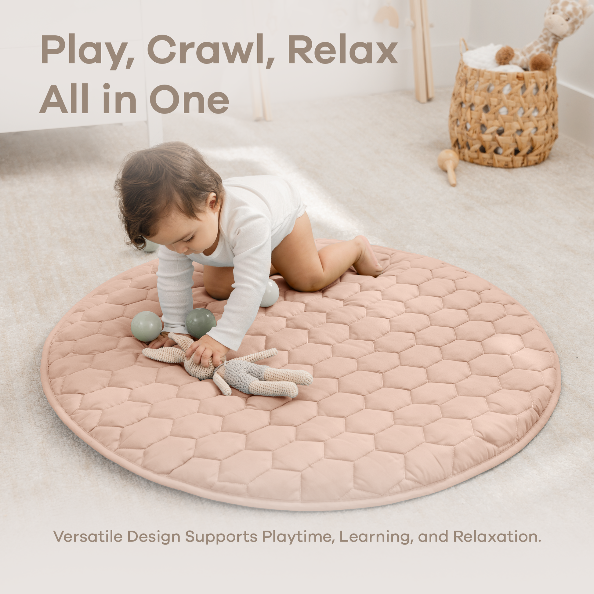 Premium Play Mat with Non-Slip Bottom by Comfy Cubs: Pacific Blue / Square 56" X 56" - Edwina Alexis