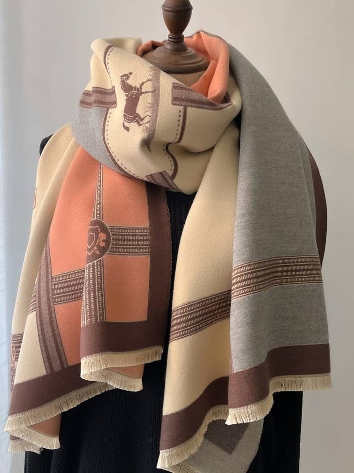 Brown / Peach Prance Reversible Wrap – Artisan Shawl - Edwina Alexis