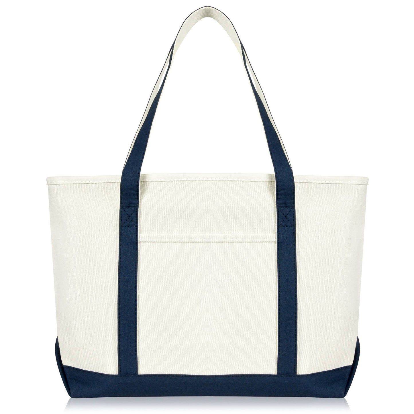 DALIX 23" Premium 24 oz. Cotton Canvas Shopping Tote Bag: Navy Blue